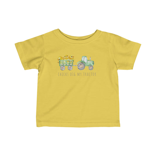 Chicks Dig My Tractor// Infant Fine Jersey Tee